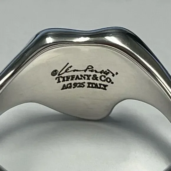 Tiffany & Co Elsa Peretti Full Heart Ring - Silver - sz 7.5 - Picture 5 of 8